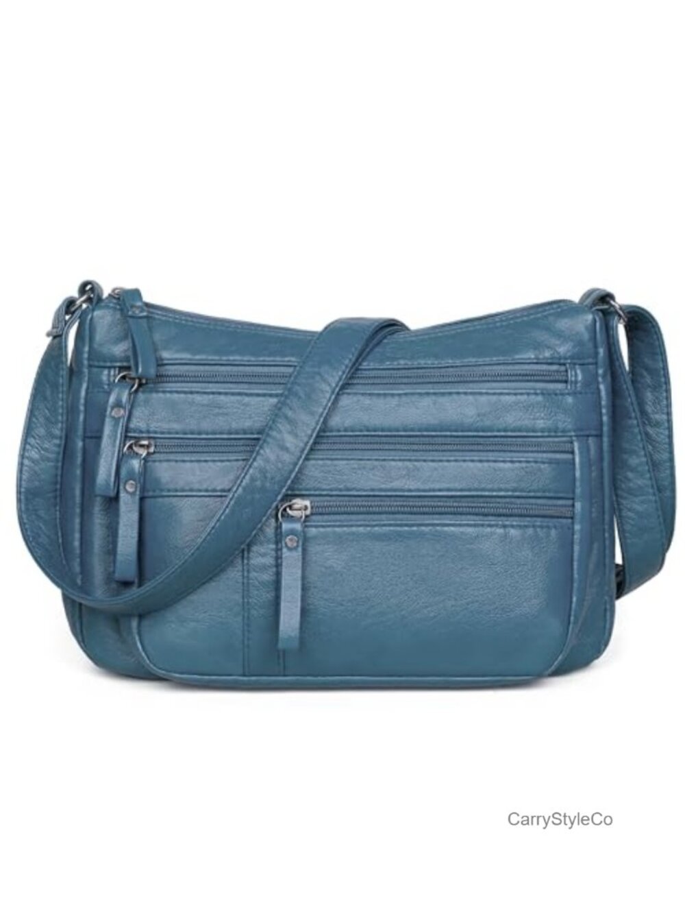Vegan Leather Crossbody Bag Multi Pockets Shoulder Purse Travel